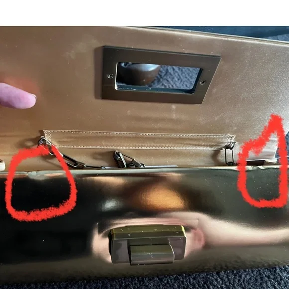 NWT - Olga berg gold clutch bag. NWT. Comes with chain strap. Rectangular clasp. - Picture 15 of 15